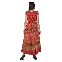 Rangun Cotton Women's Cotton Jaipuri Printed Maxi Long Dress (Free Size, Red)-thumb3