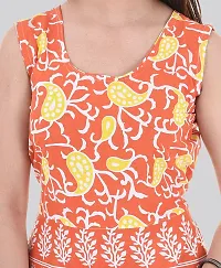 Indo-western Orange Printed Cotton Gown-thumb3