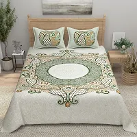 Comfortable Cotton Printed King Bedsheet with Two Pillow Covers-thumb1