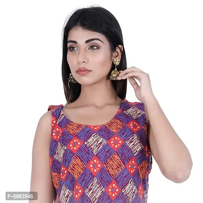 Rangun Presents Purple Color Jaipuri Printed Long Women's Maxi one Piece Dress Free Size-thumb3