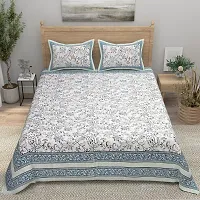 Comfortable Cotton Printed King Bedsheet with Two Pillow Covers-thumb1