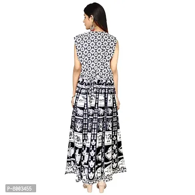 Rangun Cotton Women's Cotton Jaipuri Printed Maxi Long Dress (Free Size MultiColor)-thumb2