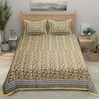 Comfortable Cotton Printed King Bedsheet with Two Pillow Covers-thumb1