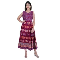 Rangun Presents Maroon Color Jaipuri Printed Long Women's Maxi one Piece Dress Free Size-thumb3