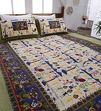Rangun 100% Cotton Rajasthani Traditional Printed Double Bedsheet with 2 Pillow Cover-thumb1