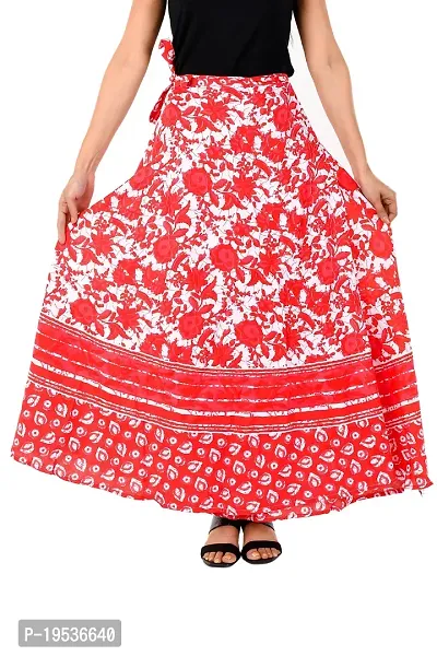 Rangun Pink Color Cotton Printed Wrap Around Skirt-thumb0