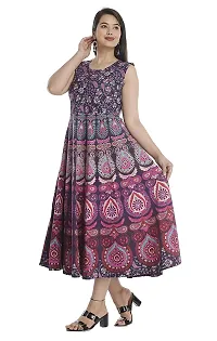Indo-western Purple Printed Cotton Gown-thumb2