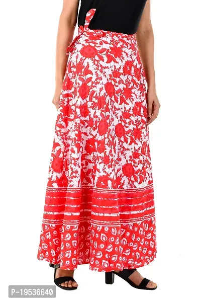 Rangun Pink Color Cotton Printed Wrap Around Skirt-thumb2