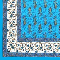 Rangun Turquoise Color Pure Cotton Jaipuri Traditional Double Bedsheet with 2 Pillow Cover(106_Turquoise_89)-thumb2