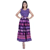 Rangun Presents Purple Color Jaipuri Printed Long Women's Maxi one Piece Dress Free Size-thumb3