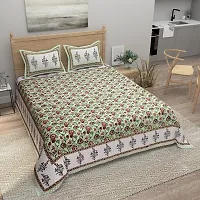 Comfortable Cotton Printed King Bedsheet with Two Pillow Covers-thumb1