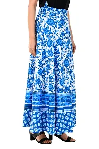 Rangun Blue  Color Cotton Printed Wrap Around Skirt-thumb1
