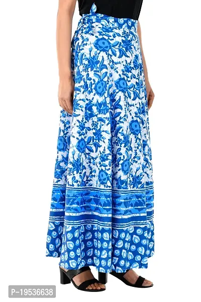 Rangun Blue  Color Cotton Printed Wrap Around Skirt-thumb2