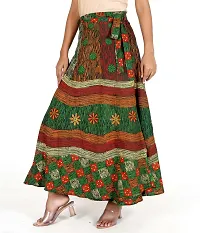 Rangun Green Color Cotton Printed Wrap Around Skirt-thumb1