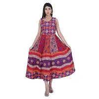 Rangun Presents Purple Color Jaipuri Printed Long Women's Maxi one Piece Dress Free Size-thumb4