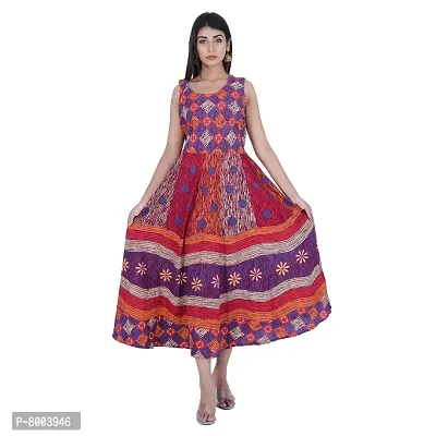 Rangun Presents Purple Color Jaipuri Printed Long Women's Maxi one Piece Dress Free Size-thumb5