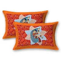 Rangun Orange Color Pure Cotton Jaipuri Traditional Double Bedsheet with 2 Pillow Cover(103_Orange_89)-thumb4