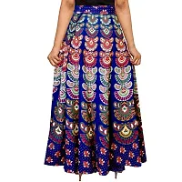 Rangun Women's Cotton Printed Wrap Around Skirt ( SkirtL_75, Blue, Free Size)-thumb1