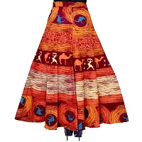Rangun Women's Cotton Printed A-line 38 Inch Length Casual Skirt (Maroon, Free Size)-thumb1