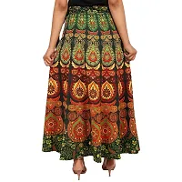 Rangun Women's Printed Cotton Wrap Around Skirt (Green, Free Size)-thumb1