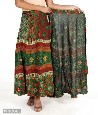 Rangun Green Color Cotton Printed Wrap Around Skirt-thumb5