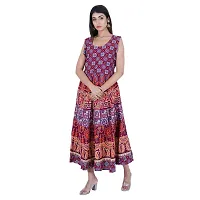 Indo-western Red Printed Cotton Gown-thumb3