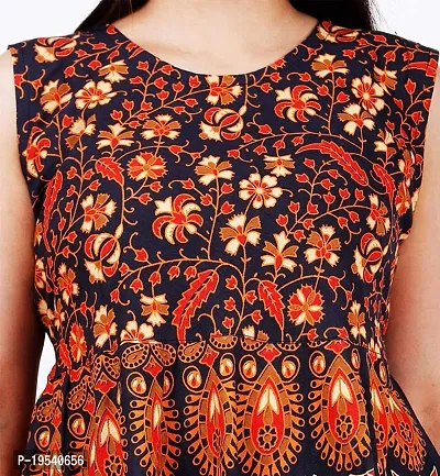 Indo-western Brown Printed Cotton Gown-thumb4