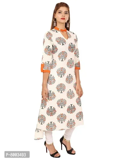 Rangun Women Straight 3/4 Sleeve Cotton Silk Printed Kurta-thumb3