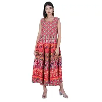 Rangun Presents Maroon Color Jaipuri Printed Long Women's Maxi one Piece Dress Free Size-thumb3