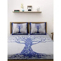 Rangun 100% Pure Cotton 120 TC Printed Double Bedsheet with 2 Pillow Cover (215 x 240 cm)-thumb1