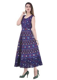 Indo-western Blue Printed Cotton Gown-thumb1