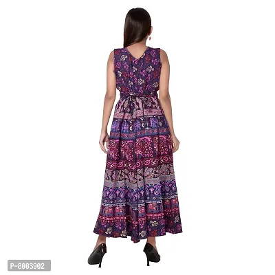 Rangun Cotton Women's Cotton Jaipuri Printed Maxi Long Dress (Free Size MultiColor)-thumb4