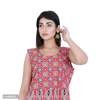 Rangun Presents Maroon Color Jaipuri Printed Long Women's Maxi one Piece Dress Free Size-thumb3