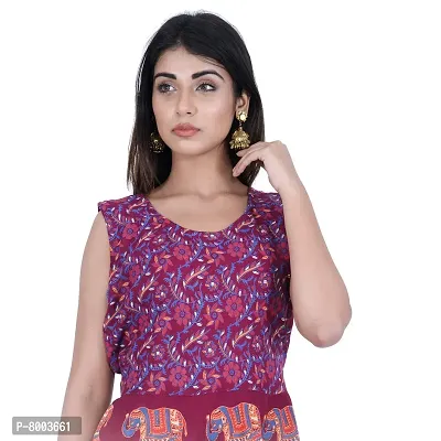 Rangun Presents Maroon Color Jaipuri Printed Long Women's Maxi one Piece Dress Free Size-thumb3