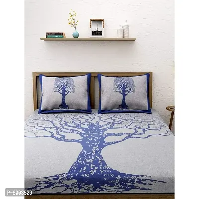 Rangun 100% Pure Cotton 120 TC Printed Double Bedsheet with 2 Pillow Cover (215 x 240 cm)-thumb2