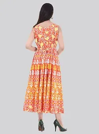 Indo-western Orange Printed Cotton Gown-thumb2