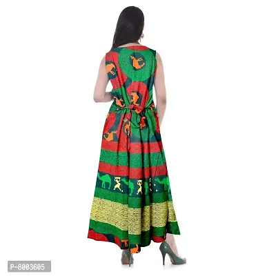 Rangun Women's Cotton Printed Maxi Dress ( Green , Free Size )-thumb2
