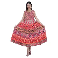 Rangun Presents Maroon Color Jaipuri Printed Long Women's Maxi one Piece Dress Free Size-thumb4