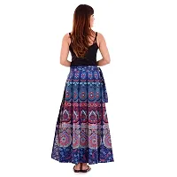 Rangun Women's Printed Cotton Wrap Around Skirt (Blue, Free Size)-thumb2