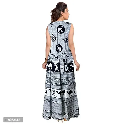 Rangun Women's Cotton Printed Maxi Dress ( Black and White , Free Size)-thumb2