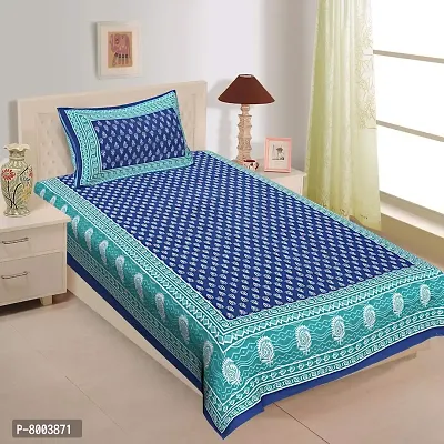 Rangun Paisely Print 140 TC 100% Cotton Single Bedsheet with 1 Pillow Cover-thumb0