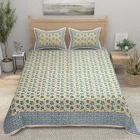 Comfortable Cotton Printed King Bedsheet with Two Pillow Covers-thumb1