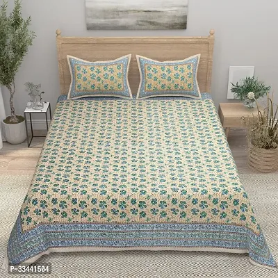 Comfortable Cotton Printed King Bedsheet with Two Pillow Covers-thumb2