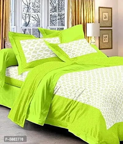 Rangun 100% Pure Cotton 120 TC Printed Double Bedsheet with 2 Pillow Cover (215 x 240 cm)-thumb0