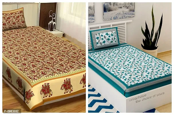 Rangun Combo of 2 Multi Color Single Bed Bedsheet Jaipuri Traditional and Ethnic Designs Bedsheet,_2_1+1_Single_136-thumb0