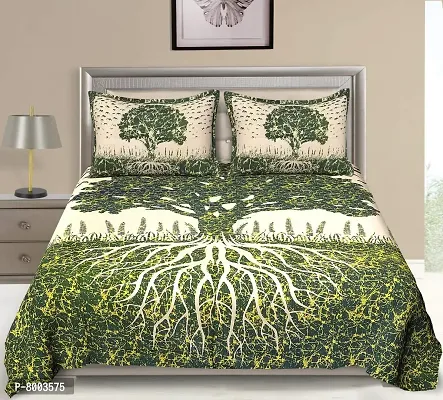 Rangun 100% Cotton Traditional Printed Double Bedsheet with 2 Pillow Cover-thumb0