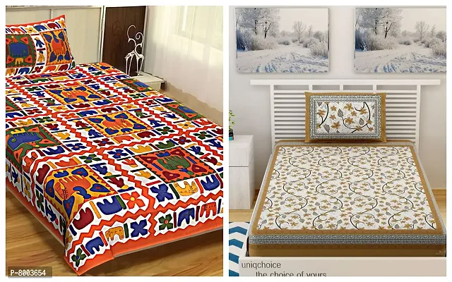 Rangun Combo of 2 Multi Color Single Bed Bedsheet Jaipuri Traditional and Ethnic Designs Bedsheet,_2_1+1_Single_179-thumb0