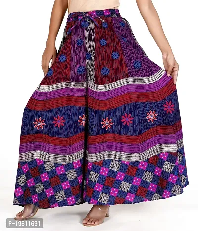 Stunning Purple Cotton Printed Palazzo For Women-thumb0