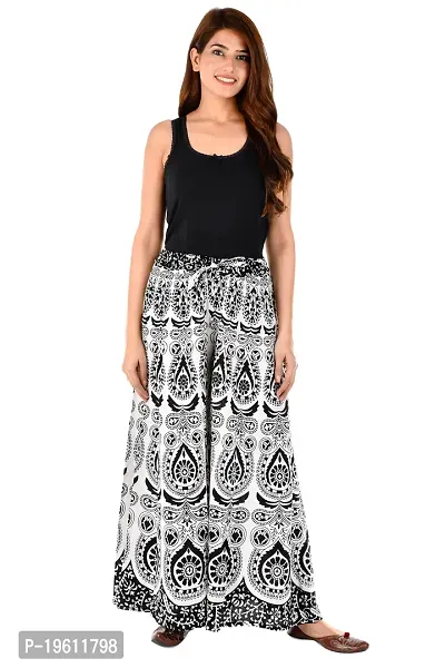 Stunning Black Cotton Printed Palazzo For Women-thumb5