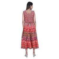 Rangun Presents Maroon Color Jaipuri Printed Long Women's Maxi one Piece Dress Free Size-thumb1